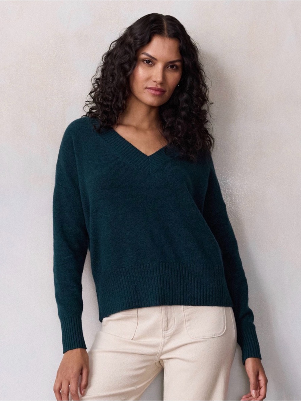 NWT LC Lauren Conrad Teal V-Neck Pullover Sweater